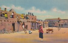 Vintage Linen Postcard - Tesuque Indian Pueblo on Highway 64 New Mexico Unposted picture