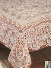 Vintage Ivory Vinyl Plastic Crochet Tablecloth 54x72 Oblong In Package NOS picture