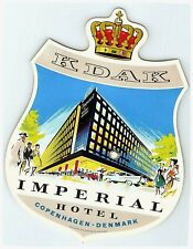  Kdak Imperial Hotel Copenhagen Denmark Luggage Label Vintage  picture