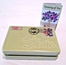Vintage Hallmark Green Trinket Box - Envelope with Thinking of You Card Inside picture