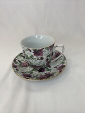 Victoria’s Garden Purple Flowers Teacup And Saucer picture