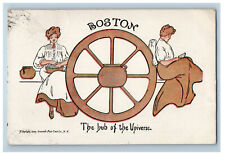 1907 Two Girls & Beans Hub of the Universe Boston Massachusetts MA Postcard picture