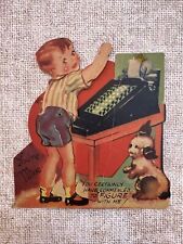 Vintage Greeting Card- Valentines Day-Boy/Dog- Moveable- Used-1930s picture