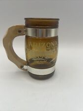 Vintage Arizona Grand Canyon State Road Runner Amber Mug Wood Handle picture