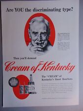 1942 CREAM of KENTUCKY Bourbon For The Discriminating Type vintage art print ad picture