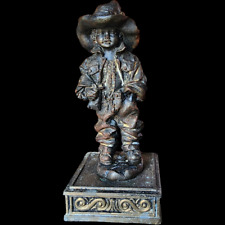 Antique Western Patinated Bronze Young Cowboy Sculpture picture