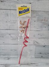 Vintage 90s Nestle Nesquik Red Drinking Crazy Straw With Quicky The Rabbit NOS picture