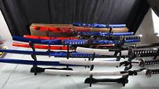 New 3 PCS Red Blue or Black Dragon Samurai Japanese Katana Sword Set & Stand picture