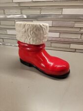 Ceramic Christmas Santa Boot Painted Candy Cane Pencil Holder 6