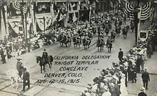 1915 California Delegation Knight Templar Conclave in Denver CO Parade Postcard picture