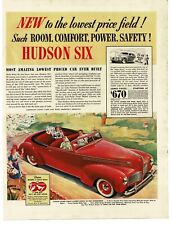 1940 Hudson Six Red Convertible family out for a drive art Vintage Print Ad picture
