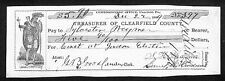 Treasurer of Clearfield County, PA Bank Check $5.90 1869 w/ Indian Warrior Vig.  picture