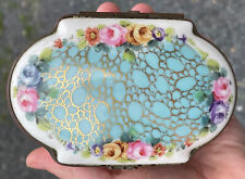 Antique French Sevres Style Porcelain Hinged Jewelry Trinket Vanity Box 19th C. picture