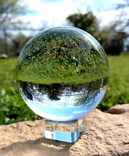 K9 Clear Crystal Sphere Ball 110mm with Crystal Stand Meditation Healing picture