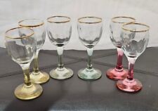 Set Of 6 VTG CRISTALLERIA F LLI FUMO STYLE CORDIAL Glasses Made in Italy Barware picture