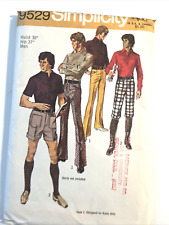 Simplicity Men's Pants Shorts Front Yoke Pockets Cuffs Waist 30 1970s UNCUT picture