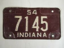 1954 Indiana MOTORCYCLE  License Plate Tag  picture