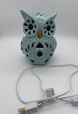 Art Deco Turquoise Blue Owl Ceramic TV Table Lamp Drip Glaze Crackle picture