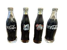 Vintage 3” Tall Coca Cola Glass Bottles With Metal Cap Lot Of 4 picture