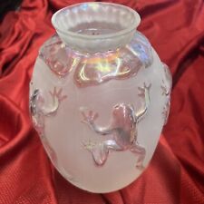 Beautiful Iridescent Glass Embossed Frogs Vase 10” Tall (J) picture