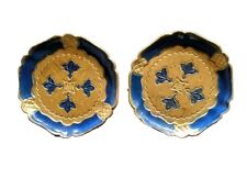 Vtg Italian Blue & Gold Fancy Hard plastic Coasters or trinket trays (lot of 2)  picture