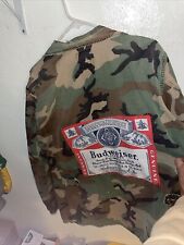 Vintage Camouflage Jacket With  Budweiser Patch On Back And Pocket  Size L picture