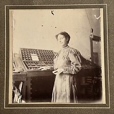 Antique Cabinet Card Photograph Lovely Woman Letterpress Printing Occupational picture