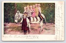 c1900s 1907 Red Heads~Seven Children & Donkey~ Growing Family VTG Postcard picture