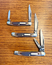 KNIFE LOT - 3 VINTAGE SCHRADE USA OLD TIMER POCKET KNIVES - 330T, 12OT & 104OT picture