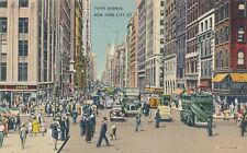 NEW YORK CITY - Fifth Avenue at 42nd Street Showing Double Decker Buses Postcard picture