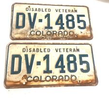 1970's Colorado License Plate Disabled Veteran Matching Pair picture