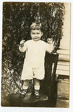 RPPC-Real Photo Postcard-Cute Little Boy Standing On Chair-Bobbie Anderson-1917 picture
