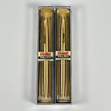 2 Vintage PENTEL Rolling Writer R6 Gold Rollerball Pens Japan NOS picture