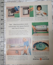 1960 General Electric Vintage Print Ad Washer Laundry Filter Flo Bleach Mom Son picture