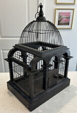 Italian Architecture Decor Wooden Bird Cage Antique Victorian Dark Stain 19” picture