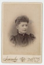 Antique c1880s Cabinet Card Beautiful Woman in Black Dress Immke Princeton, IL picture