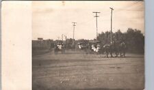 LADIES IN CARRIAGES ON ROAD sioux rapids ia real photo postcard rppc iowa horses picture