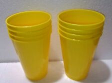 8 pc Vintage PackerWare Yellow Plastic 4 1/2” Tall Cup 14 ounce Tumblers    picture