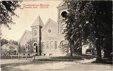 Presbyterian Church Fowler Indiana Divided Postcard c1910s picture