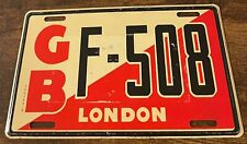 Vintage 1939 London Globetrotter Booster License Plate England UK United Kingdom picture