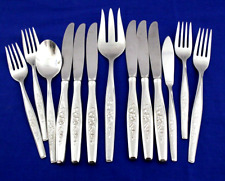 13 PCS. GORHAM FLOWER SONG STAINLESS STEEL FLATWARE  BRIGHT AND PRESENTABLE picture