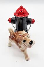 VTG Puppy Peeing On Fire Hydrant Ceramic Salt & Pepper Shakers Japan Mint Cond picture