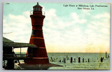 Vintage Postcard LA New Orleans Millenburg Lake Pontchartani Light House ~6710 picture