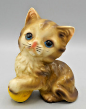 Vintage Choice Imports Tabby Kitten w/ Blue Eyes & Yellow Ball Of Yarn Japan 4