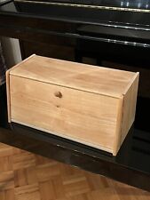 Vintage/ Large Wooden Bread Box w/ Magnetic Closure/ Light Colored Pine picture