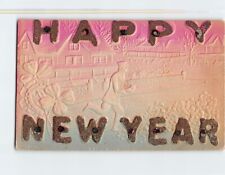 Postcard Happy New Year with New Year Embossed Art Print picture