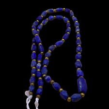 VINTAGE AFGHANISTAN LAPIS BEADS NECKLACE WITH GOLD GILDED BEADS picture