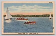Greetings from Lake Wallenpaupack Pa Linen Postcard No 5193 picture