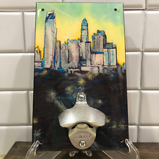 Big City Skyline Painting, Bottle Opener - Wall Mount - By Sweet Art Attack picture