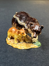 Vintage Bears Enamel Bejeweled Trinket Box. picture